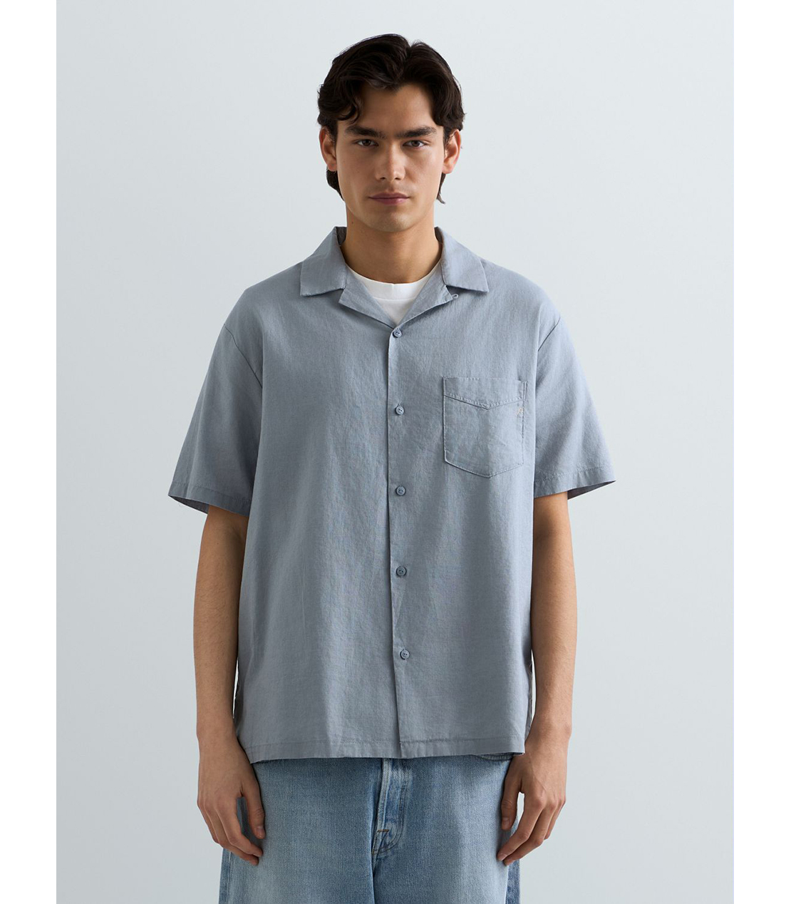 リネンコットンリラックスフィットシャツ